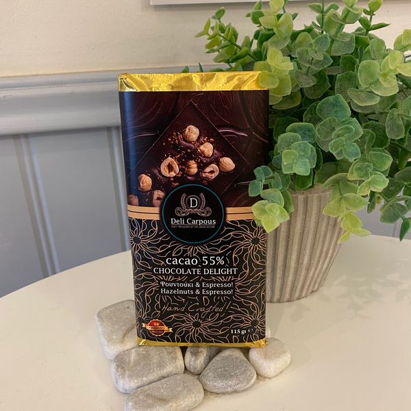 Deli Carpous - 55% mörk choklad med hasselnötter och espresso